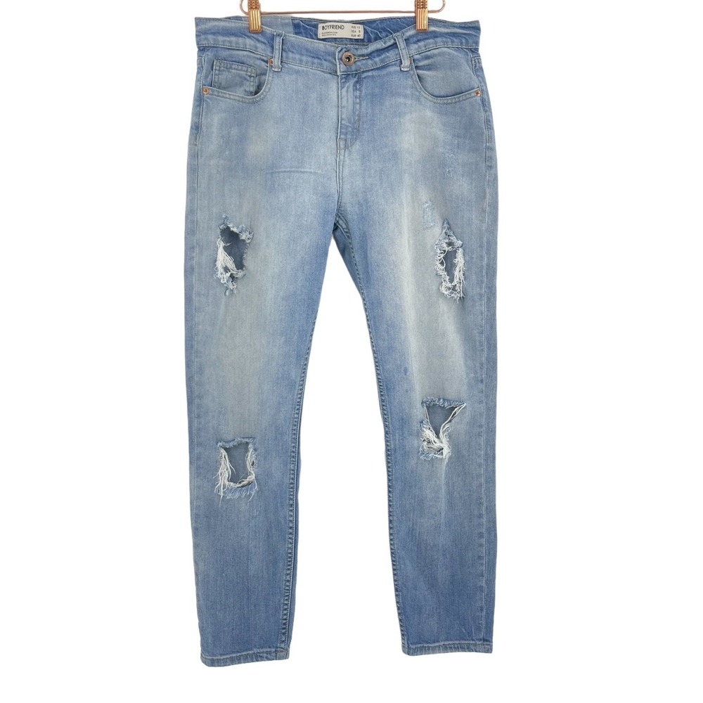 Cotton On Jeans Womens Size 8 Boyfriend Ripped Distressed Light Wash Denim Blue